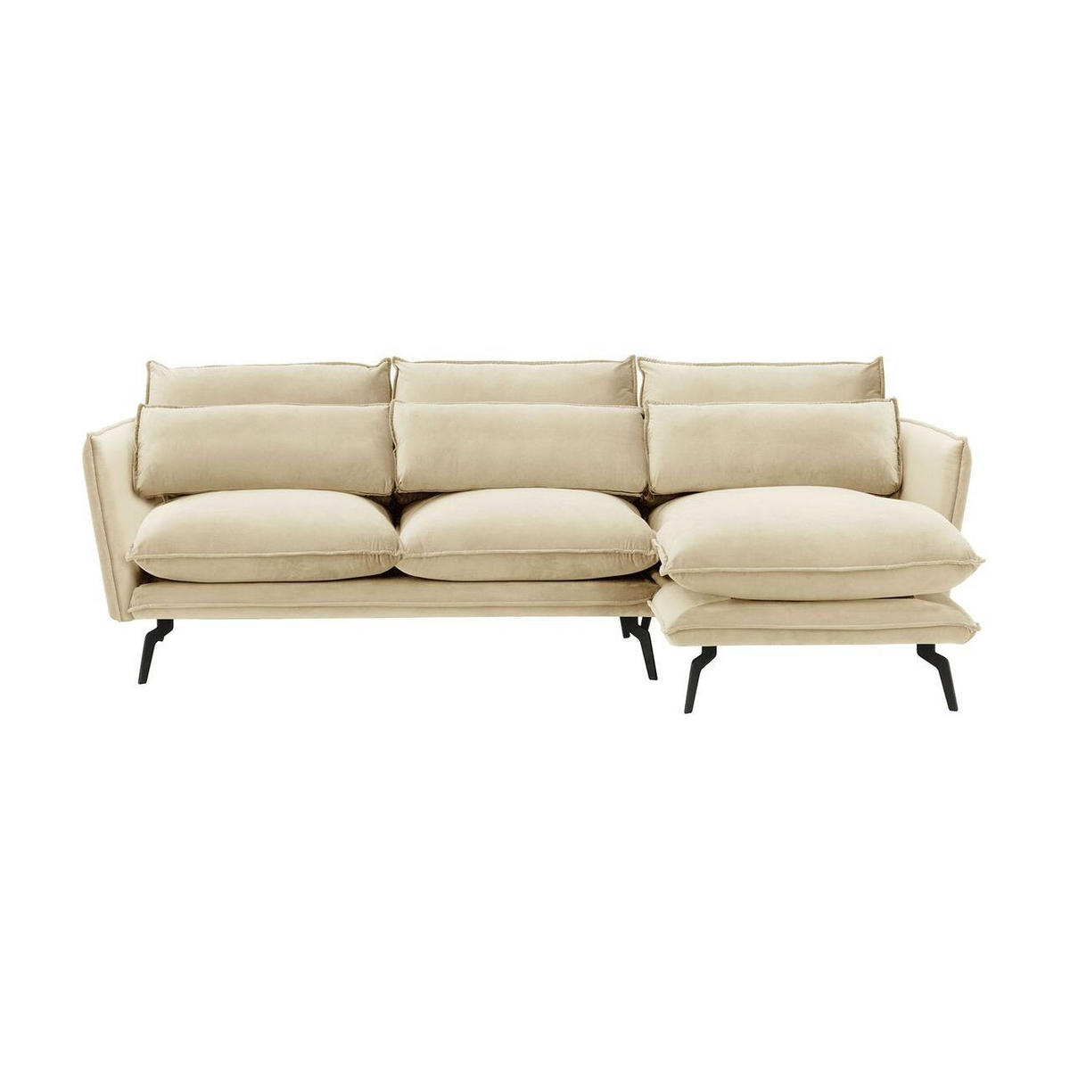 ECKSOFA Layla Rechts-Velluto 2 - Creme, Holz/Textil (278/160cm)