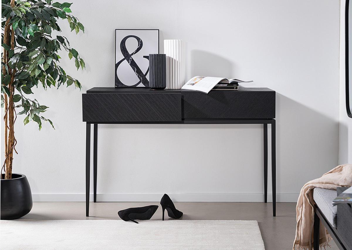 KONSOLENTISCH - Schwarz, Holzwerkstoff/Metall (40/120/80cm) - home24
