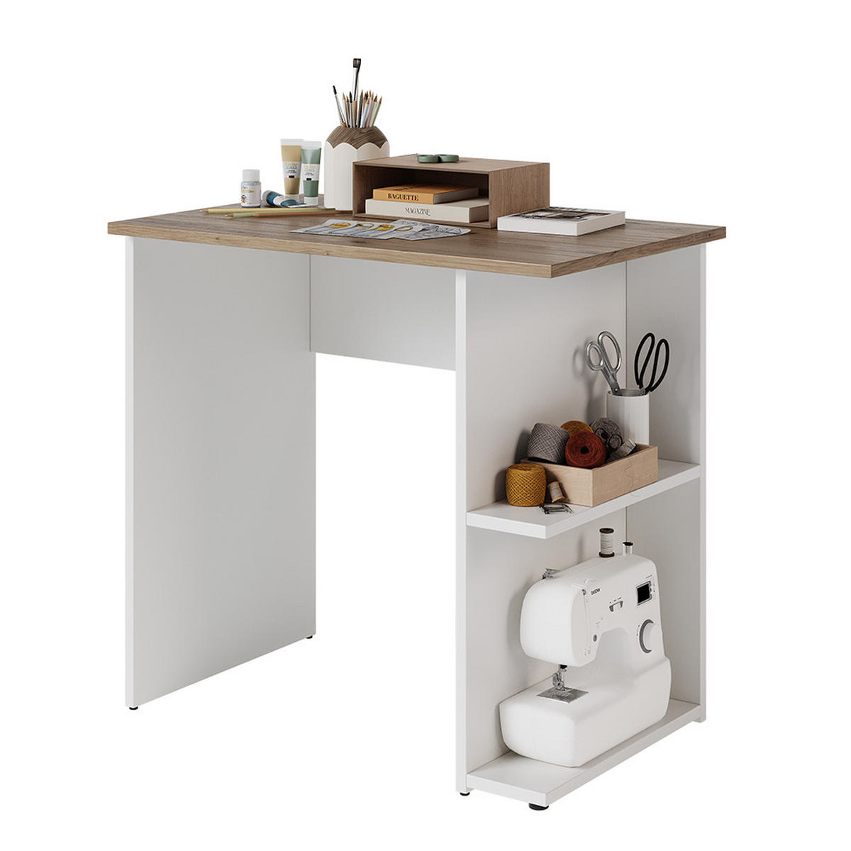 PSACÍ STŮL Simple Bílá/Artisan - bílá, kompozitní dřevo (50/80/76cm) - Vicco