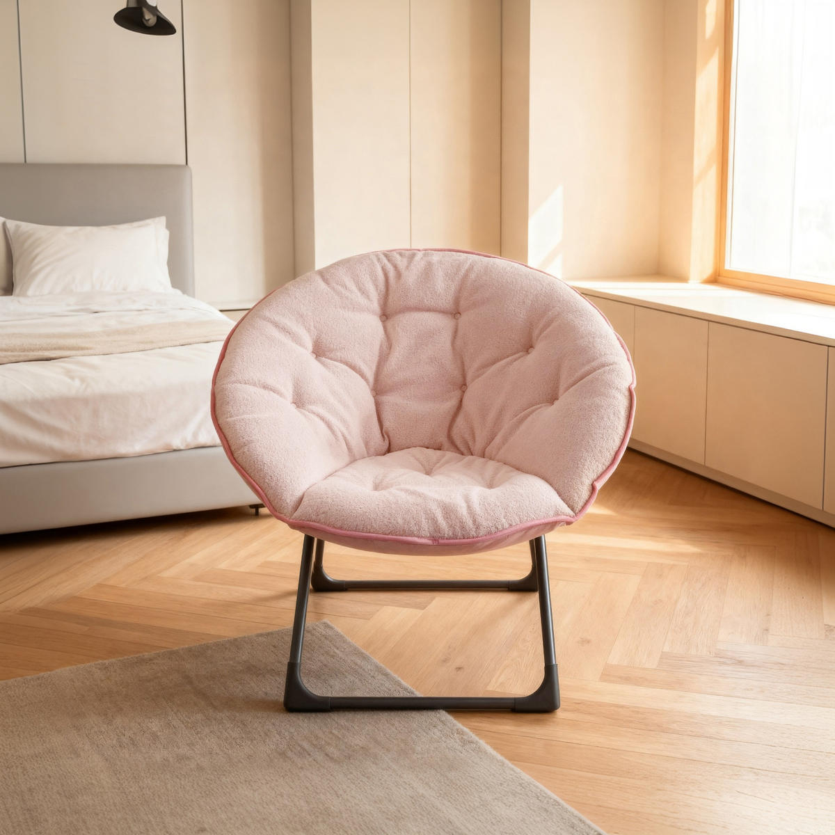 KLAPPBARER Moon Chair Stoffbezug, Metallgestell bis 110 kg 58/53/85 cm Rose - Rosa, Textil (53/85/58cm) - Redom