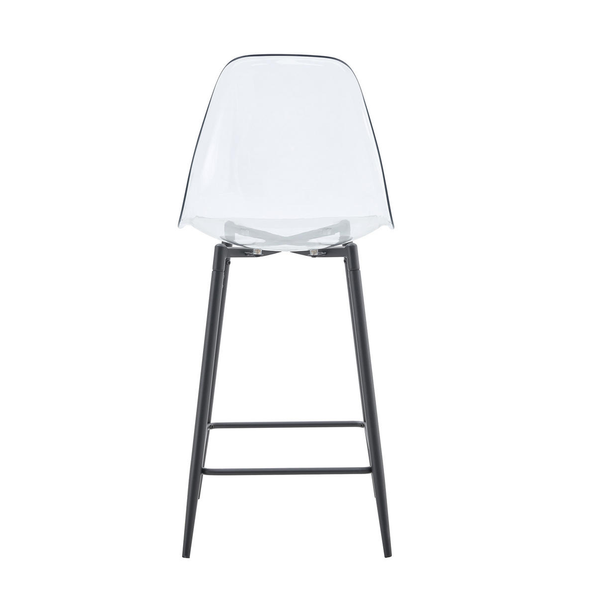 BARHOCKER DE-36582 4er Set mit transparenter Sitzschale Silber - Schwarz, Kunststoff (45/102/51cm) - ComfortXL