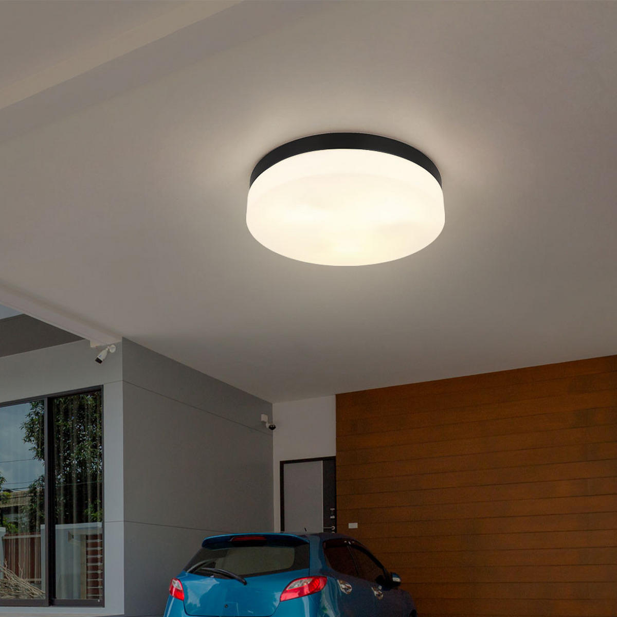 LED DECKENLEUCHTE Alu Glas Schwarz - Schwarz, Glas (30/30/6.5cm) - Globo Lighting