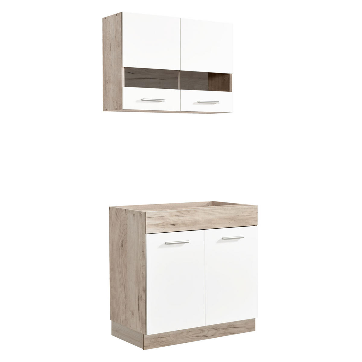 KÜCHENLEERBLOCK 80 cm in Weiß - Silberfarben/Weiß, Holz (80/206/51cm) - Homestyle4u