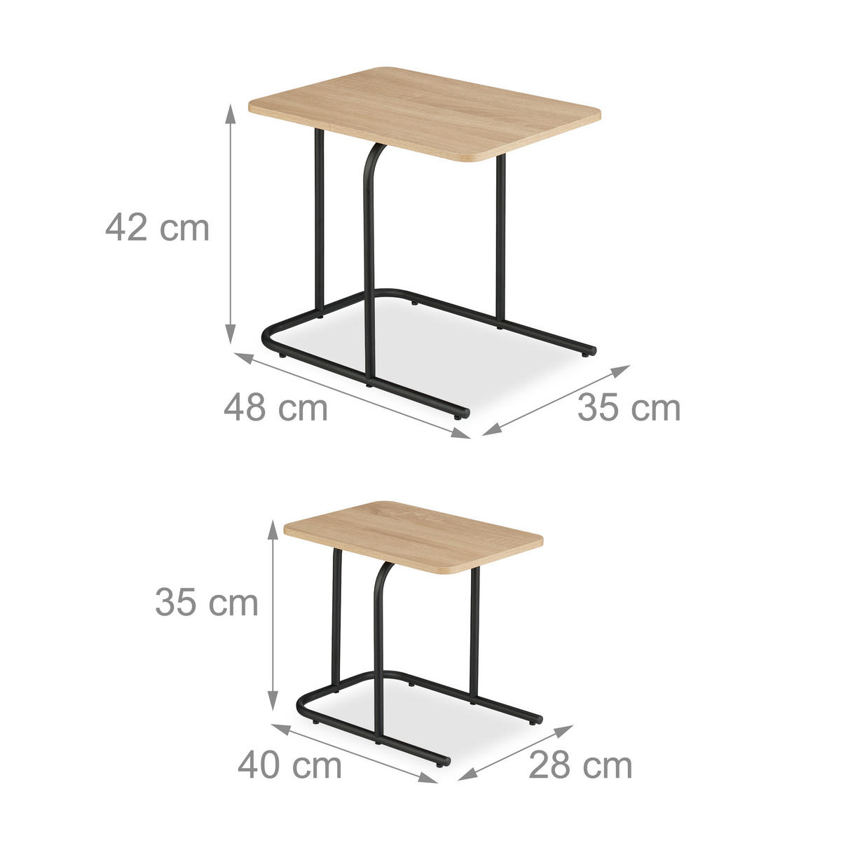 2-TLG.SATZTISCH-SET - Hellbraun, Holzwerkstoff/Kunststoff (35/48/42cm) - Relaxdays