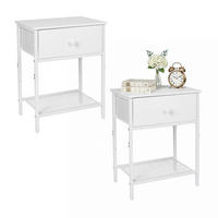 2XNACHTTISCH - Weiß, Holzwerkstoff/Textil (40/60/40cm) - Relaxdays