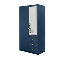 DREHTÜRENSCHRANK GALIO 100/200/57,5 cm 2-türig mit Spiegel Dunkelblau - Blau/Dunkelblau, Holzwerkstoff (100/200/57.5cm) - MASSENO