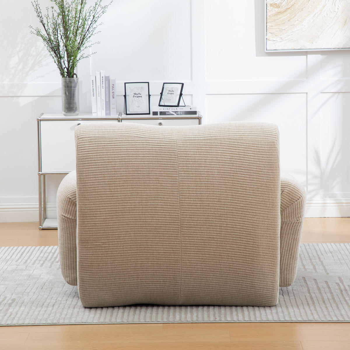 SESSEL DE-35123 mit Hocker Hellkhaki - Sandfarben, Textil (94/78.5/113cm) - ComfortXL