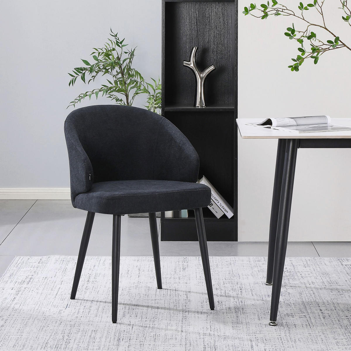 POLSTERSTUHL Atiblle Graphitgrau - Schwarz, Textil/Metall (52/79.5/58.5cm) - Selsey