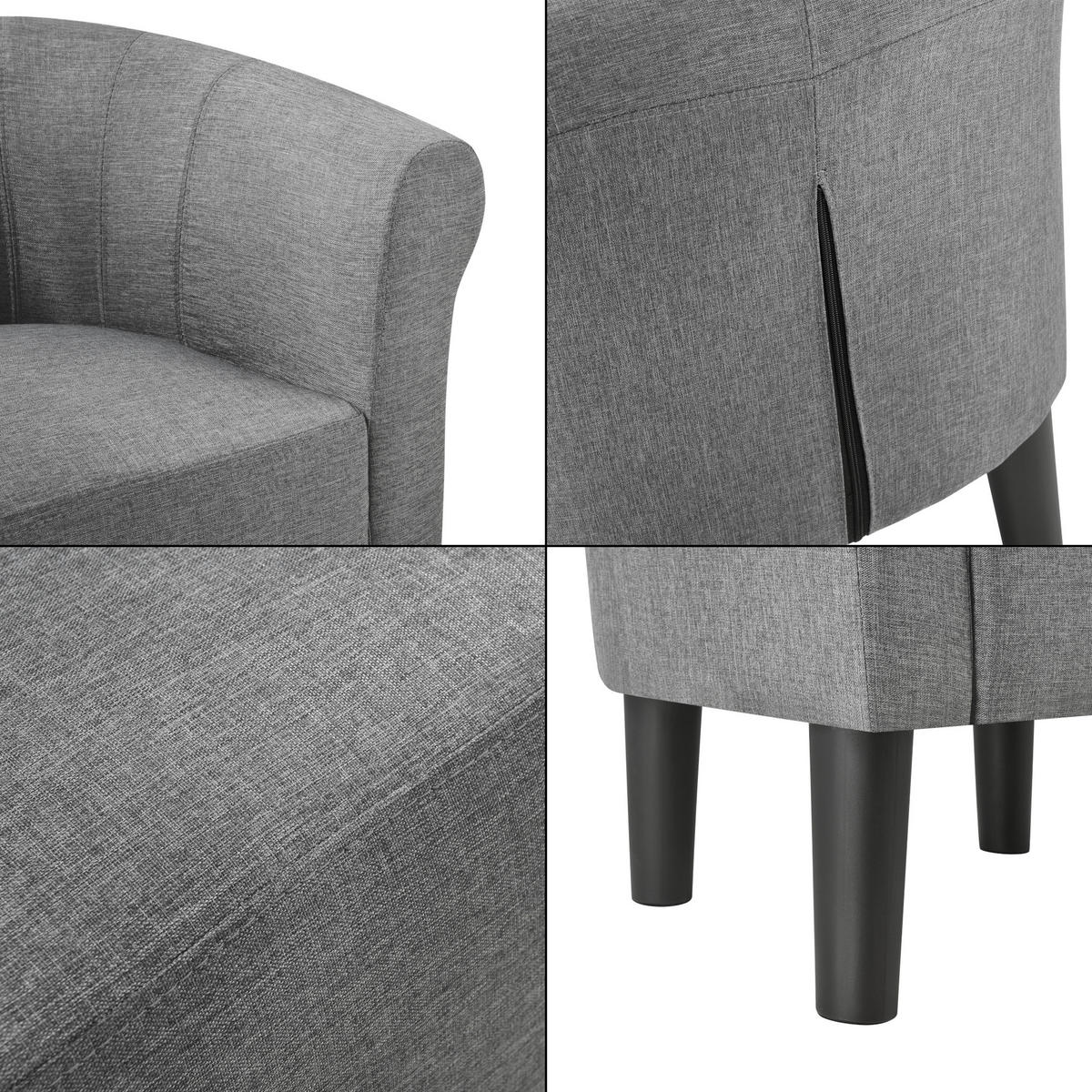 SESSEL Jelgava Textil Hellgrau - Hellgrau, Textil (70/70/58cm) - [en.casa]