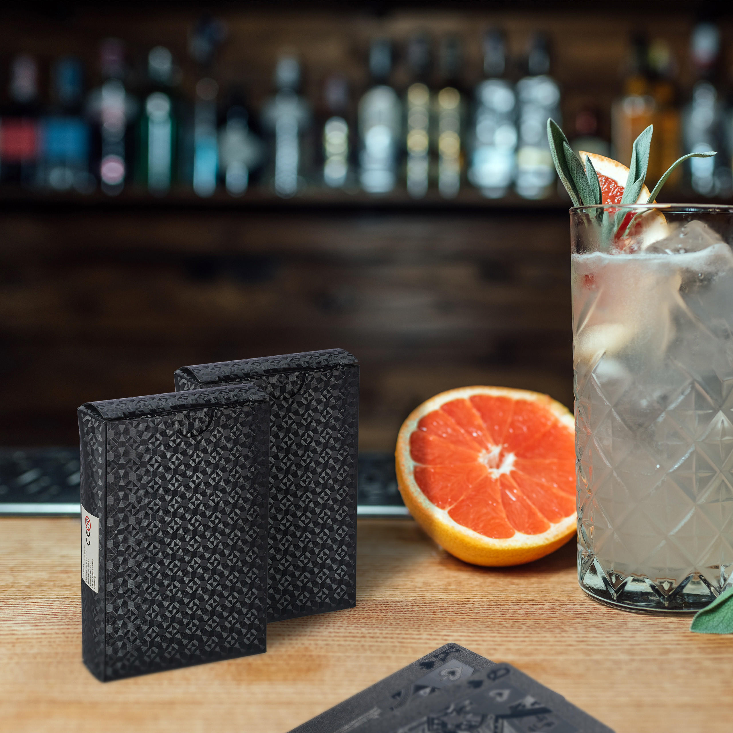 POKERKARTEN - Schwarz, Kunststoff/Metall (6/2cm) - Relaxdays