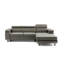 ECKSOFA NORIS L Rechts mit Schlaffunktion 128x203 Velours Taupe - Taupe/Schwarz, Holz/Textil (183/250cm) - Muffo
