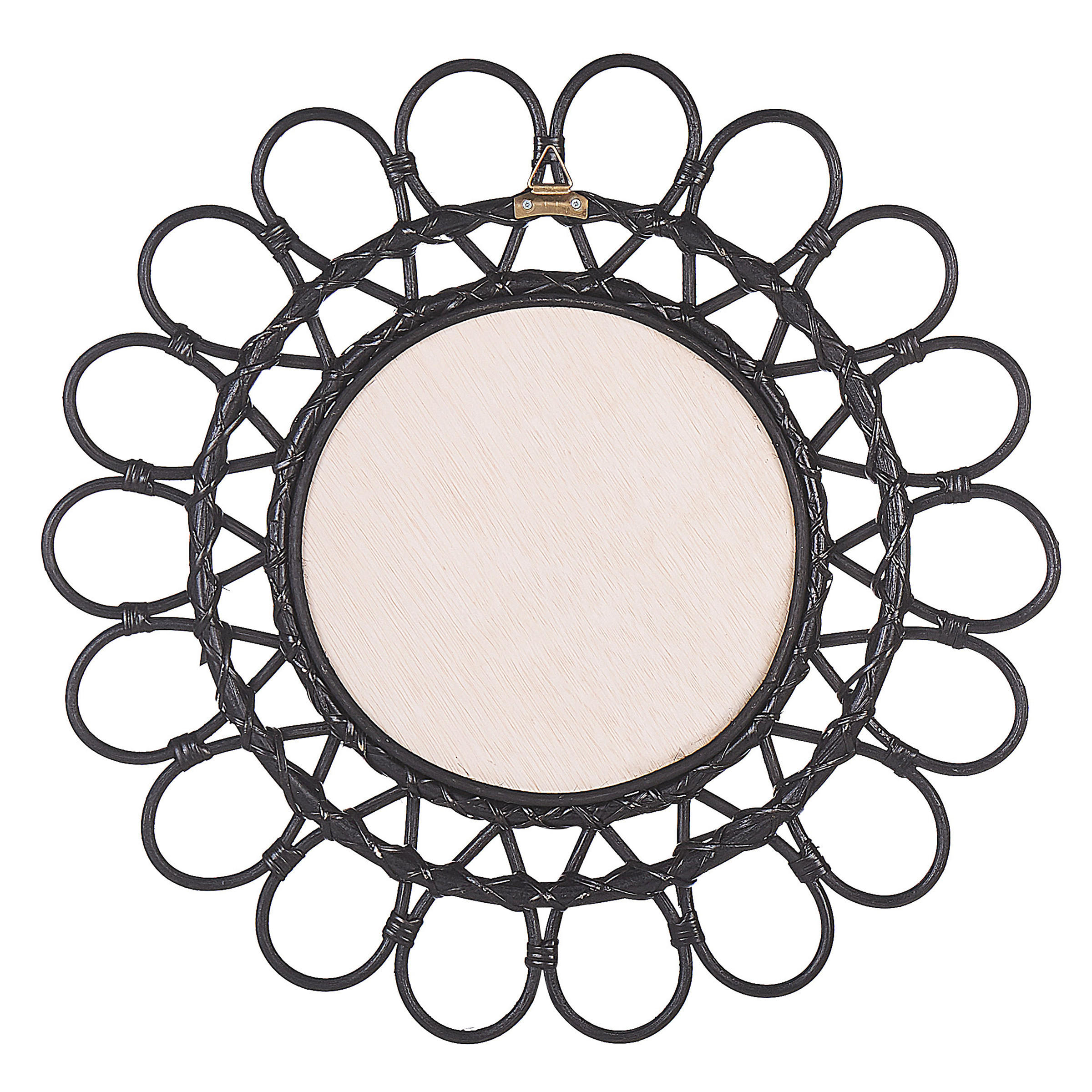 WANDSPIEGEL Rattan schwarz Sonnenform 60 cm Babai - Schwarz, Naturmaterialen (60/60/3cm) - Beliani