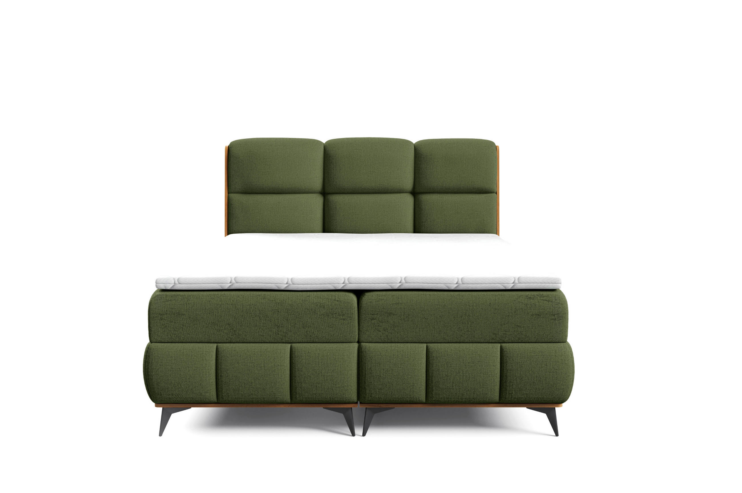 Home Collective BOXSPRINGOVÁ POSTEL s úložným prostorem a topperem 200x200 cm zelená