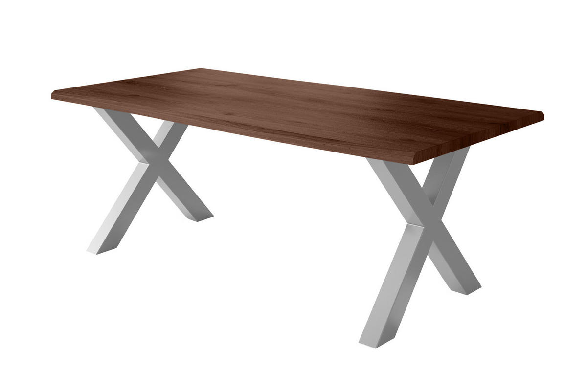 ESSTISCH JULIUS X - Silberfarben/Nussbaumfarben, Holz (90/180/77cm) - SAM