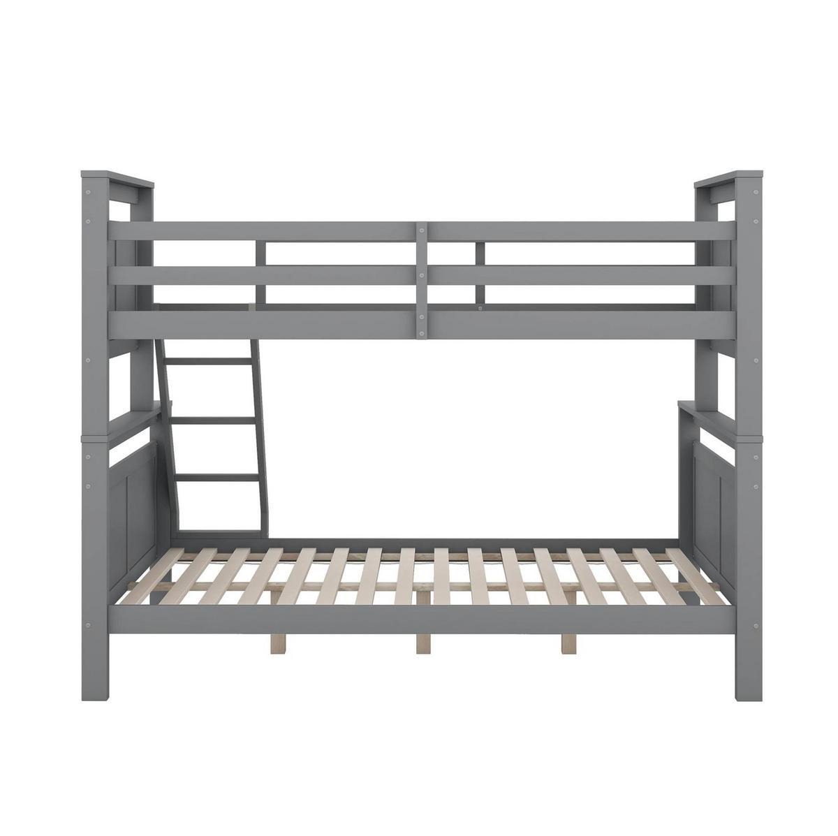 ETAGENBETT 90/200 cm grau mit Sicherheitsgeländer und umbaubar in 2 getrennte Betten - Grau, Holz (140/200cm) - OKWISH