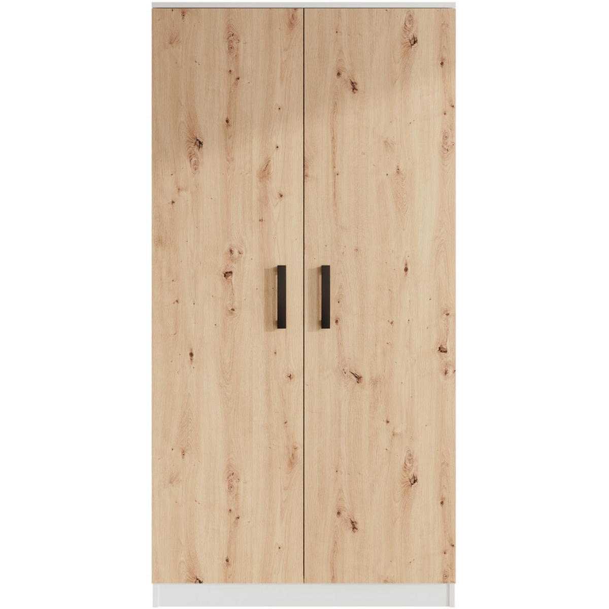 DREHTÜRENSCHRANK Trend, ohne Schubladen, Weiß+eiche Artisan - Schwarz/Weiß, Holzwerkstoff (90/180/50cm) - Beautysofa
