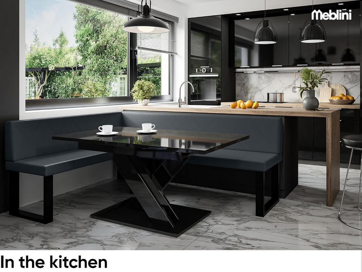 ECKBANK ERIC_U - Dunkelgrau, Leder (142/196cm) - Meblini