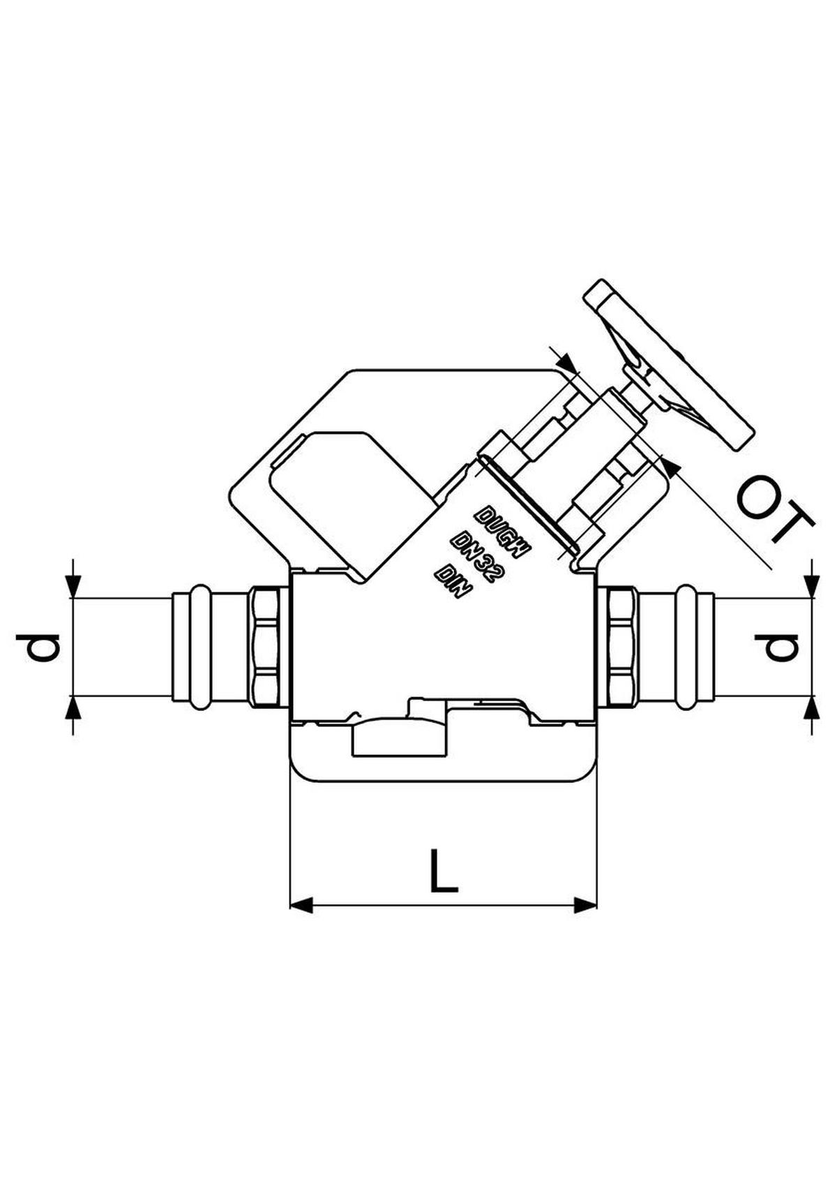 FREISTROMVENTIL,PRESSANSCHL.IG O.ENTL.,ST.SP,M.DS,DN32,PR35,DVGW - Schwarz, Metall (10/18/30cm) - Schlösser Armaturen
