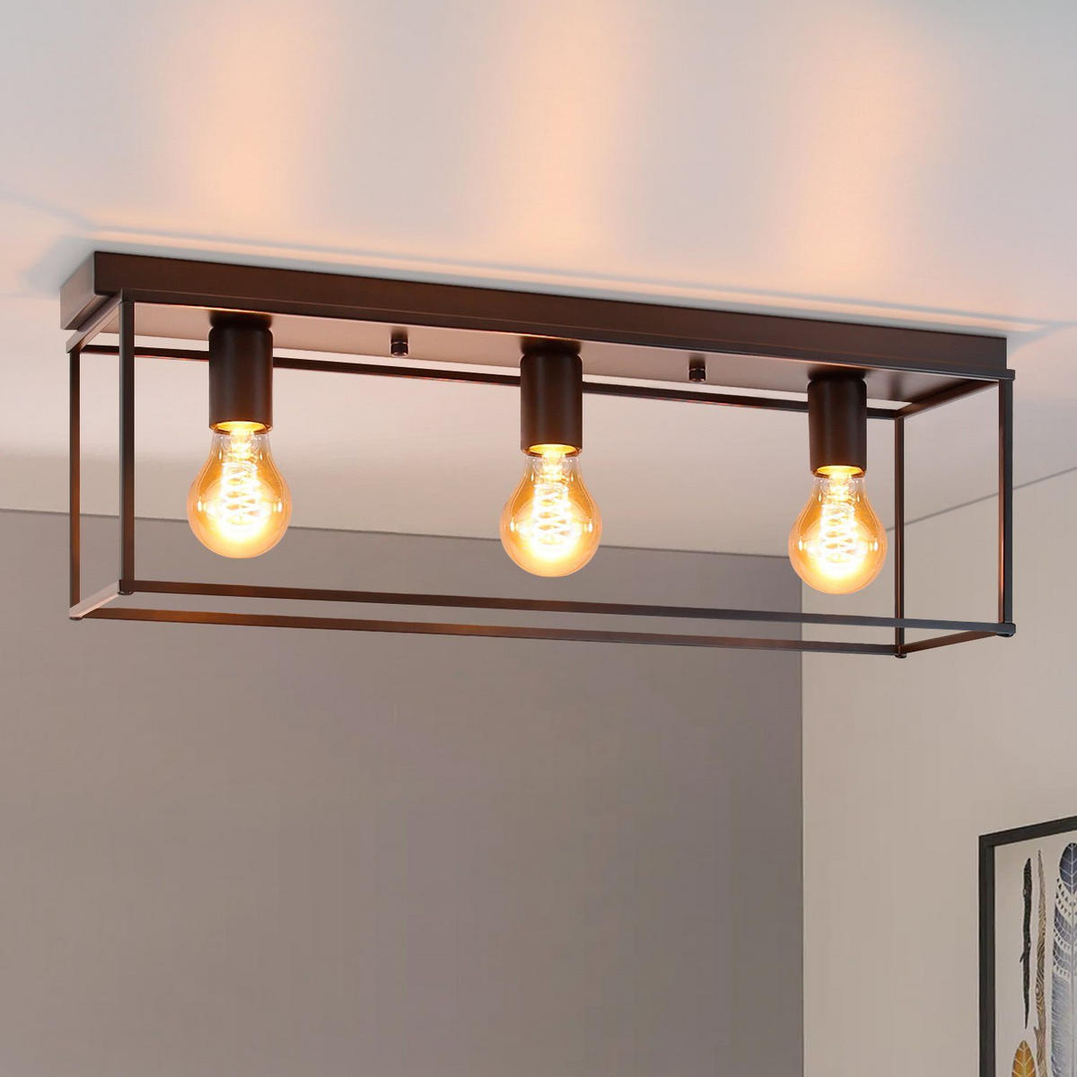 DECKENLEUCHTE Liorael 58/15/20 cm - Schwarz, Metall (58/15/20cm) - ZMH