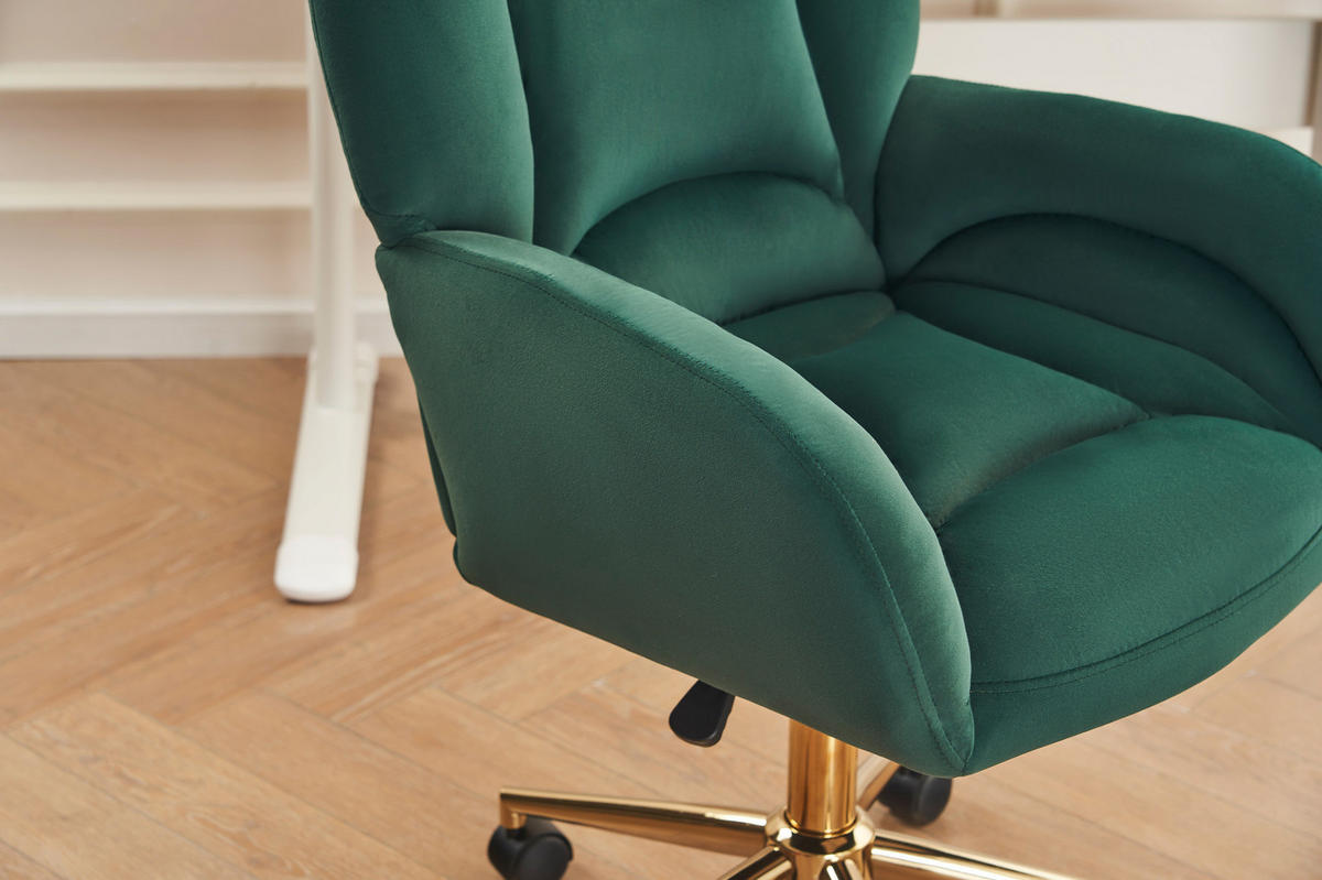 DREHSTUHL Samt mit Rollen und höhenverstellbar 64/62/92.5 cm Grün - Grün, Textil (62/92.5/64cm) - Redom