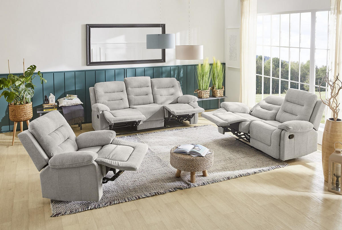 RELAX-FERNSEHSESSEL Federkern, Liegefunktion verstellbar durch halbautomatische Relaxfunktion B101/T98/H103 cm, Chenille Grau / 15501 - Schwarz/Grau, Textil (101/103/98cm) - luma-home