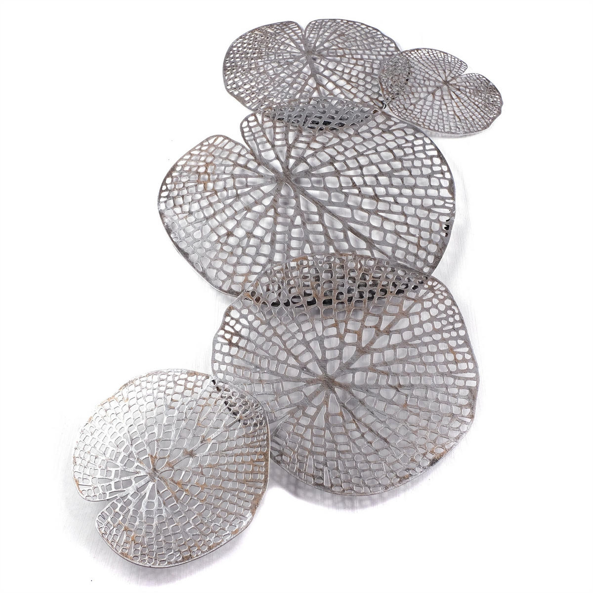 WANDDEKO BIG LEAVES Metall antik-silber - Silberfarben, Metall (47/97/3cm) - DESIGN DELIGHTS