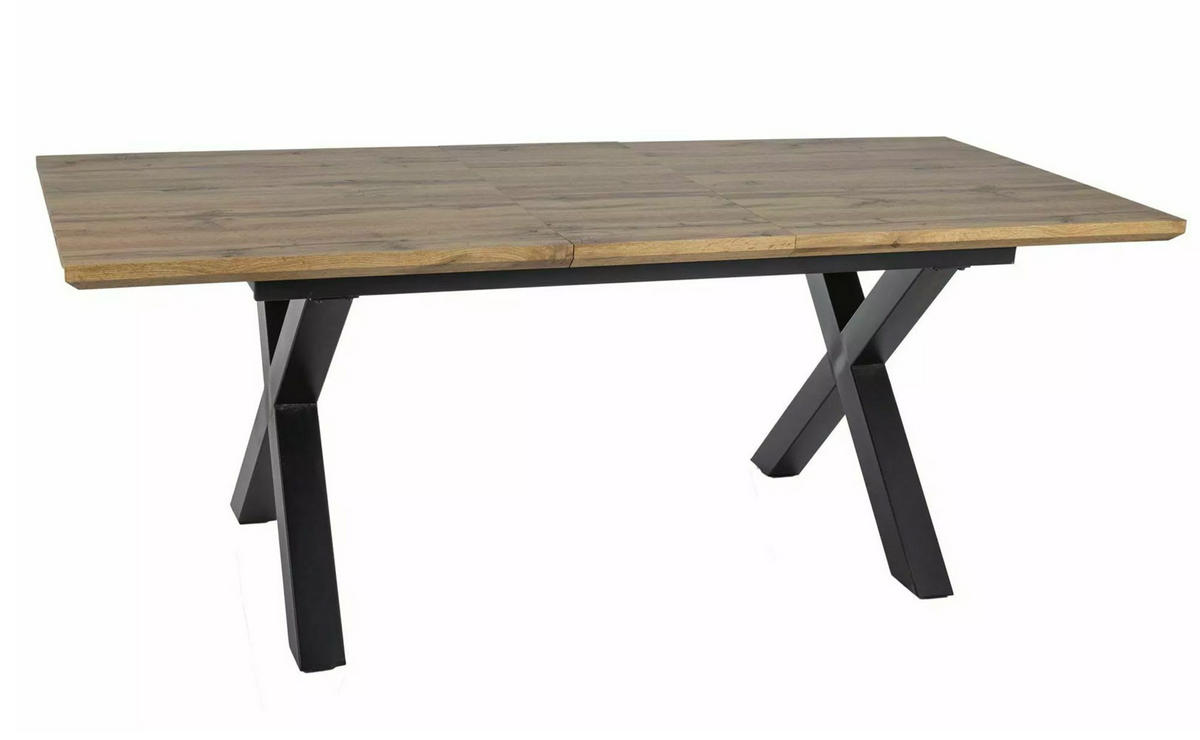 ESSTISCH Xaviero Eiche Artisan / Schwarz 160-240 / 90 / 76cm - Eichefarben/Schwarz, Holz/Metall (90/160/76cm) - Feldmann-Wohnen