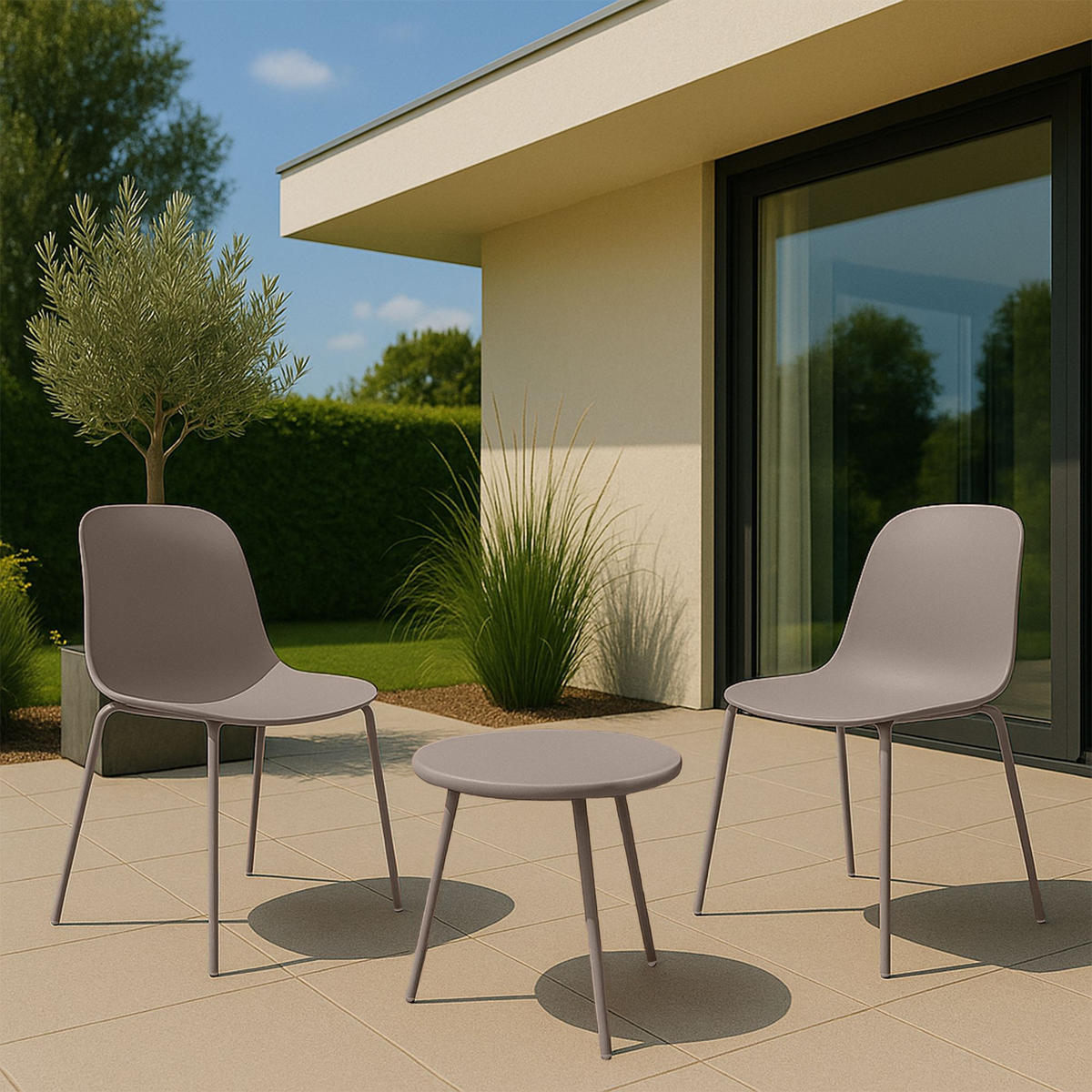 GARTENSITZGRUPPE Kunststoff Taupe - Taupe, Kunststoff - CLP