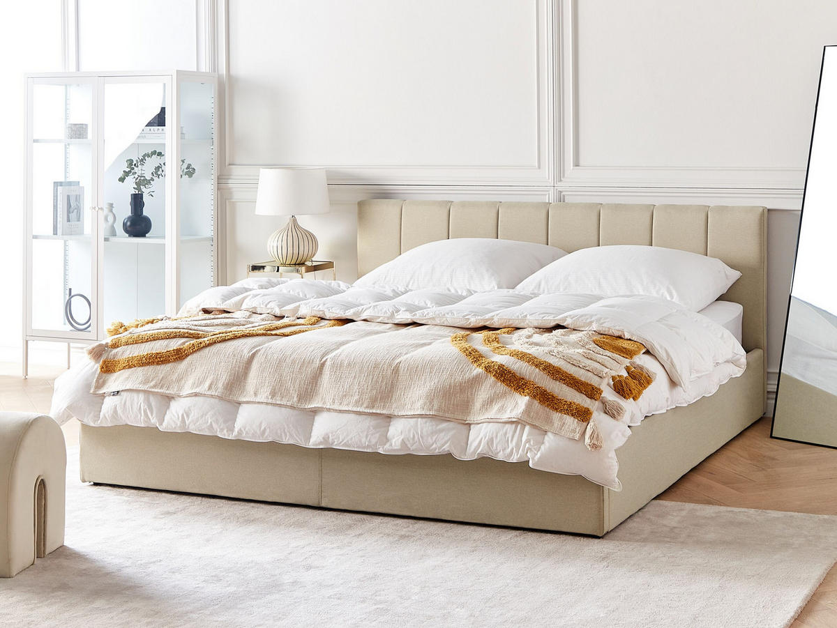 POLSTERBETT 180/200cm Beige Dreux - Beige, Textil (180/200cm) - Beliani