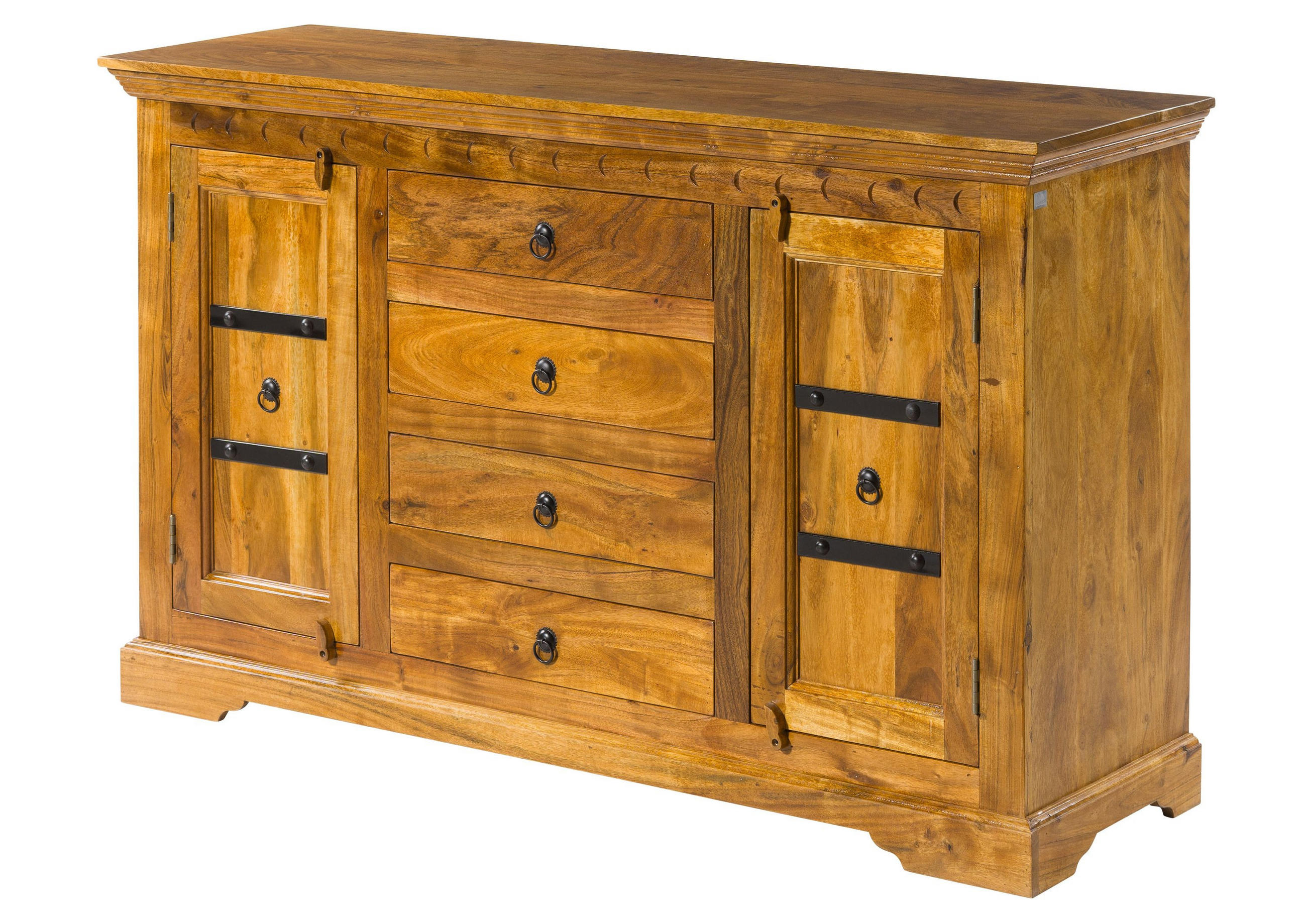 SIDEBOARD Akazie 150x45x89 honig lackiert OXFORD #0513 - Braun, Holz (150/89/45cm) - Massivmoebel24