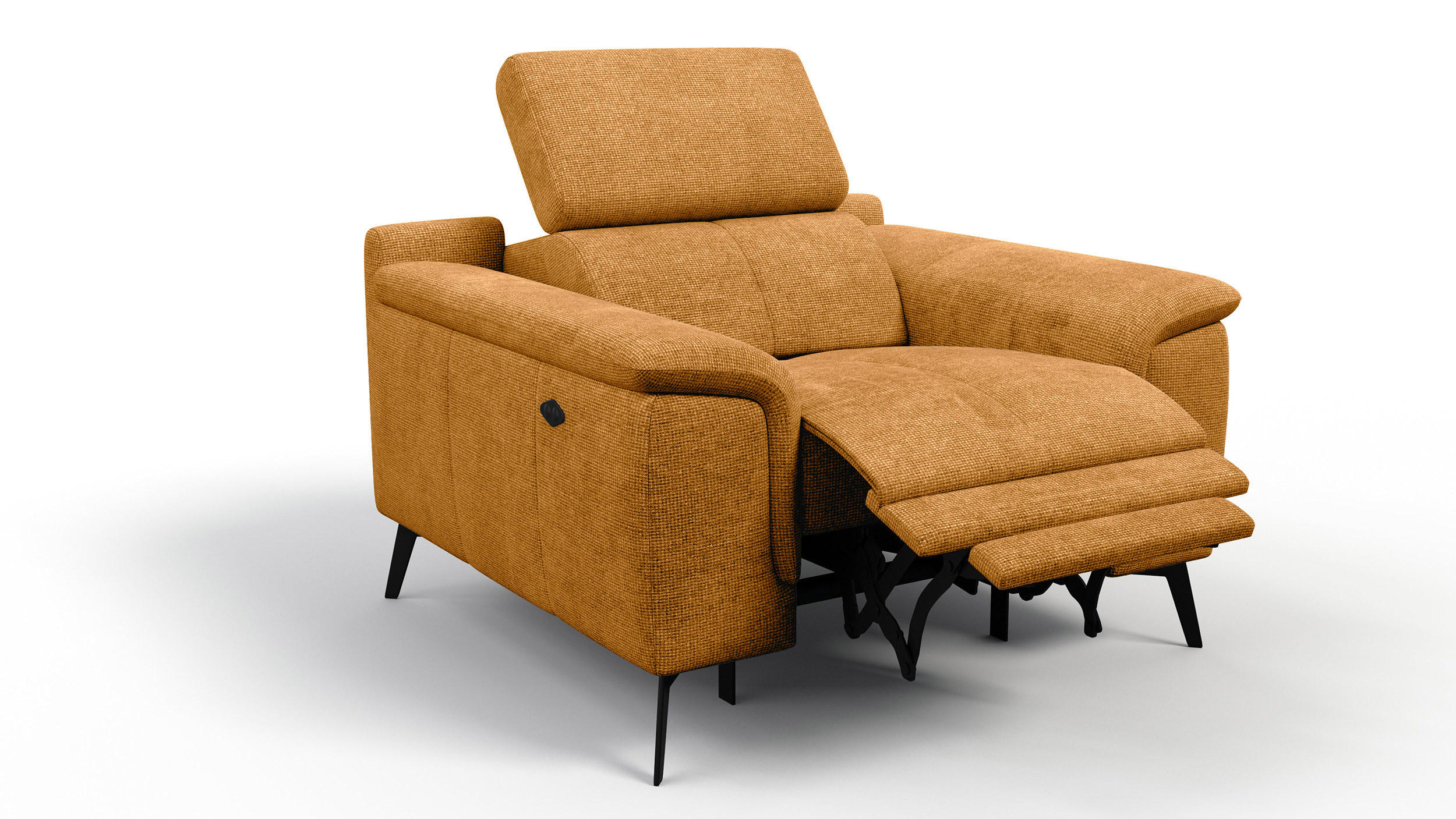 SESSEL FIERO mit Relaxfunktion, orange - Schwarz/Orange, Holzwerkstoff/Textil (114/82/103cm) - Courtois Laville