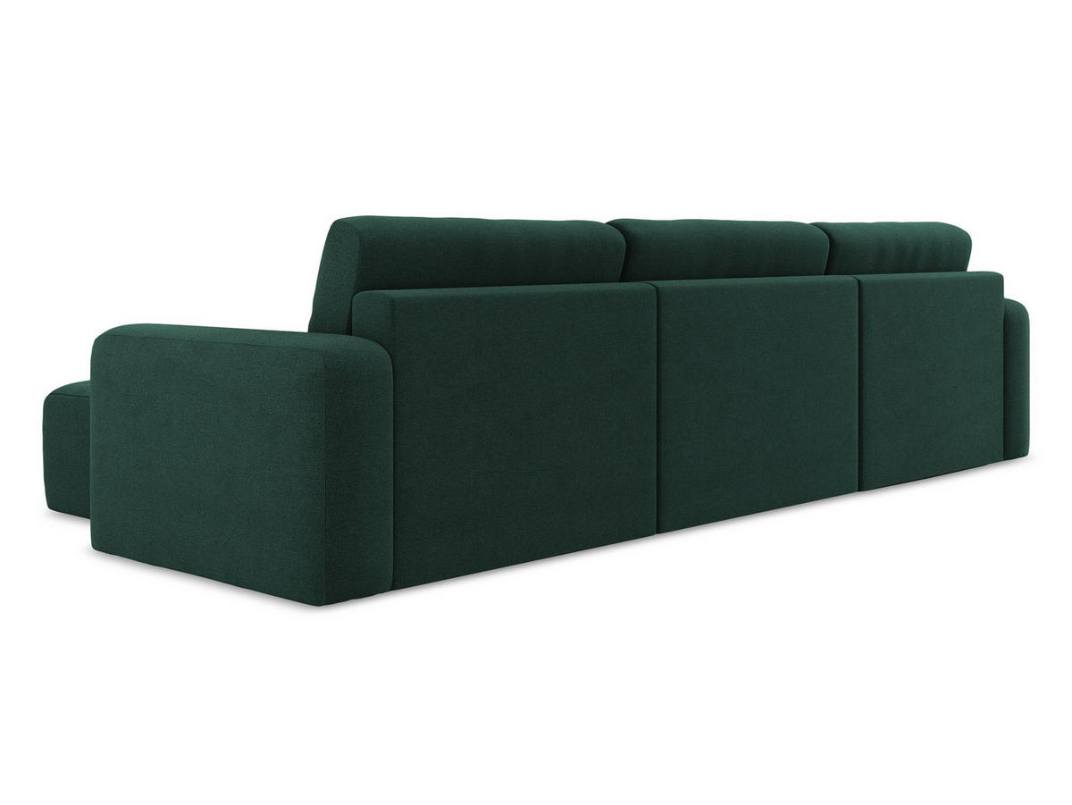 ECKSOFA mit Schlaffunktion rechts Strukturstoff Stoff Grün - Dunkelgrün/Schwarz, Kunststoff/Textil (332/79/149cm) - Makamii
