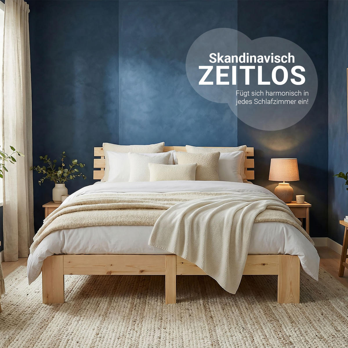 HOLZBETT Natur 140/200 cm Doppelbett mit Lattenrost - Naturfarben, Holz (140/200cm) - Homestyle4u