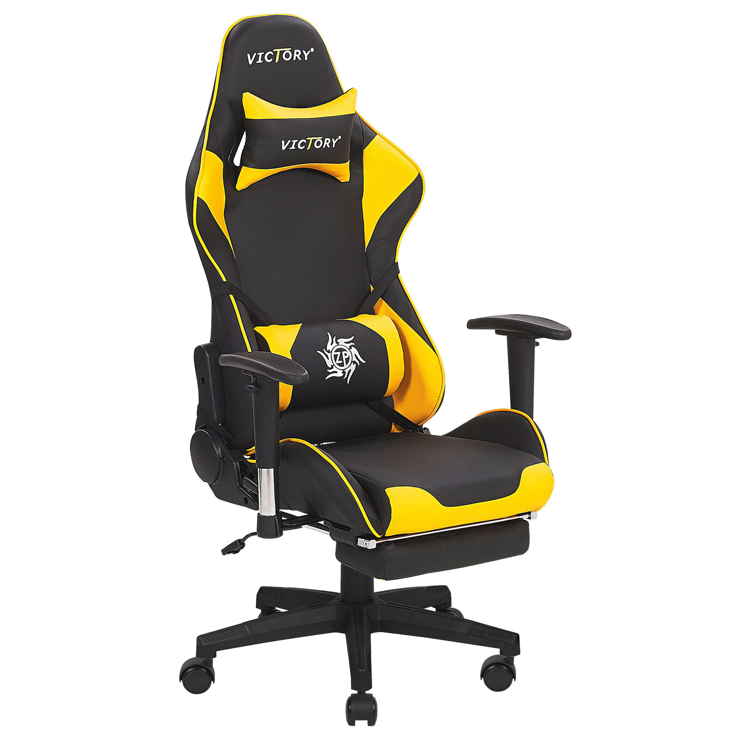 BÜROSTUHL Kunstleder Schwarz/Gelb Victory - Schwarz, Kunststoff/Textil (55/132/60cm) - Beliani
