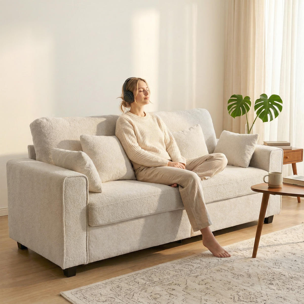 2-SITZER Sofa Beige 211.5/85.0/90.0 cm - Beige, Textil (85/90/211.5cm)