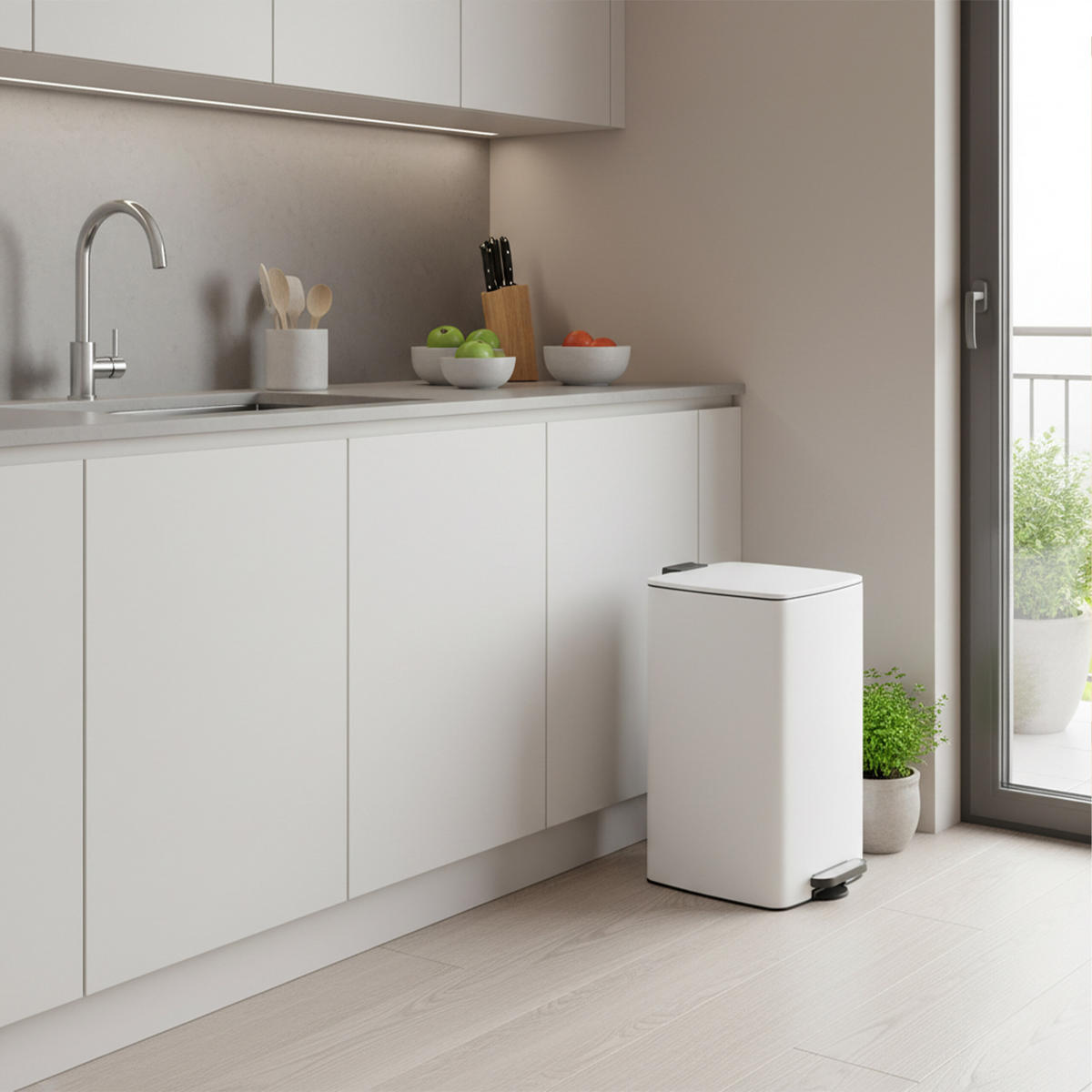 MÜLLEIMER - Weiß, Kunststoff/Metall (29/53/34cm) - Relaxdays