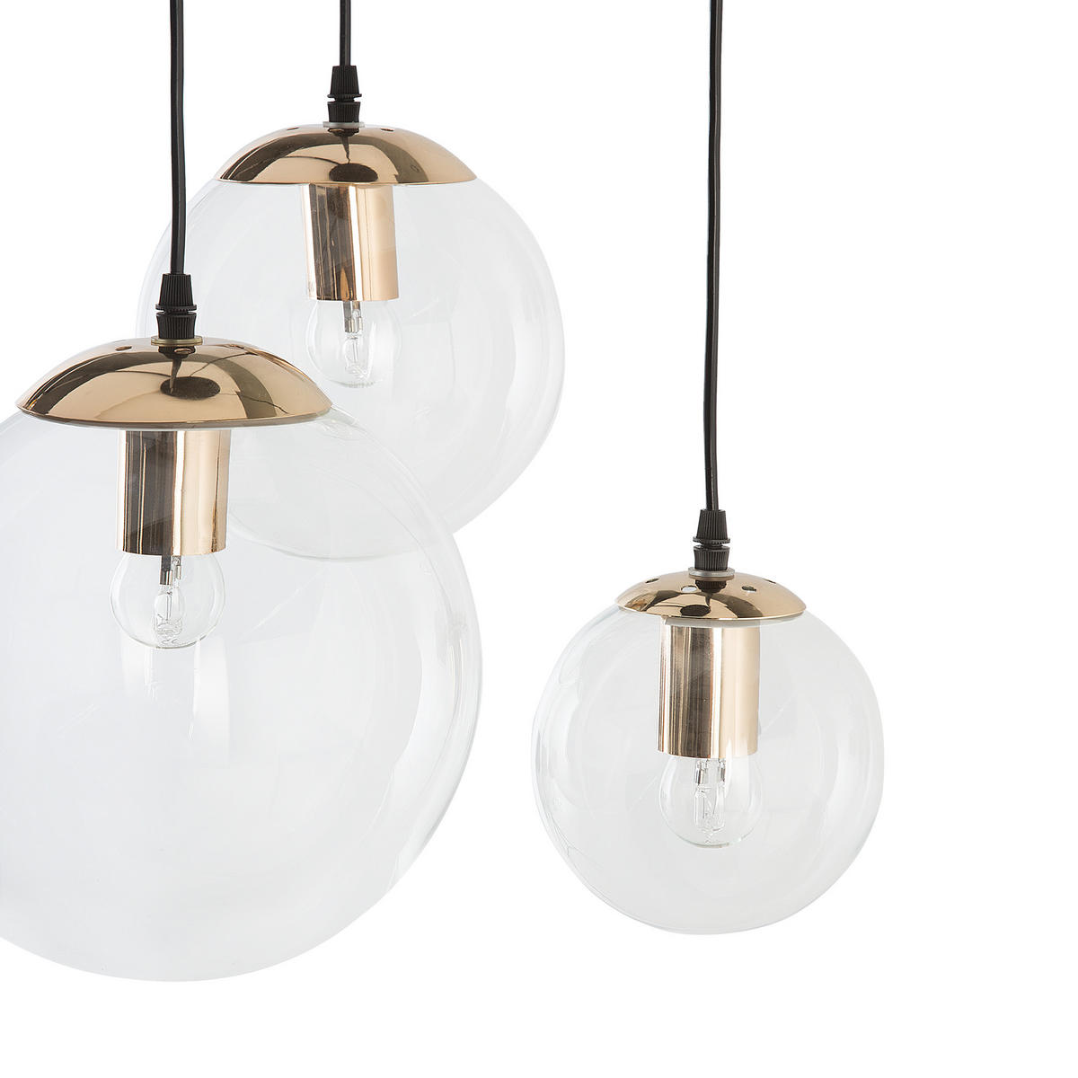 HÄNGELEUCHTE 3er-Set Ladon 25-25/20-20/15-15/108 cm - Transparent, Glas (25/25/108cm) - Beliani