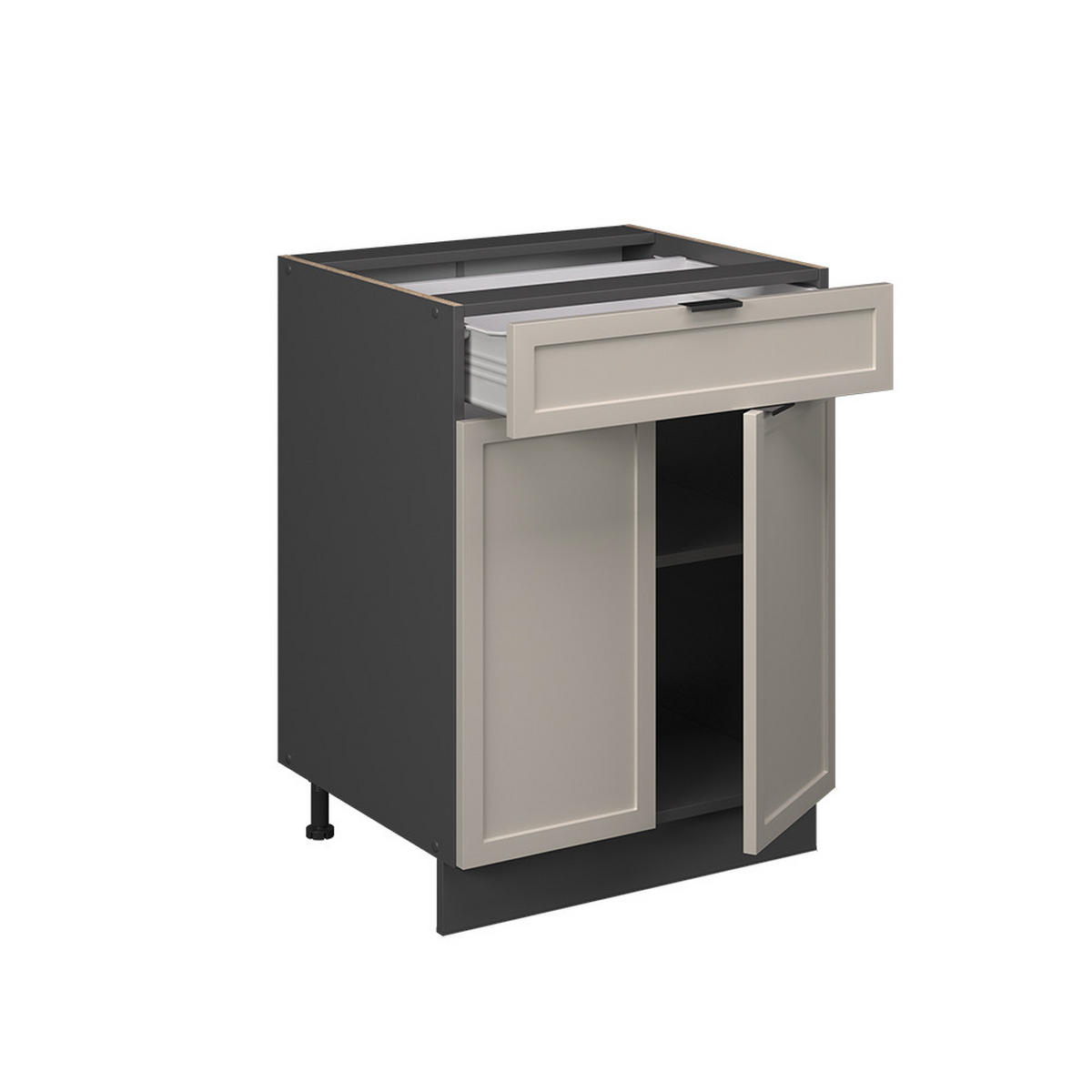 KÜCHENUNTERSCHRANK Fame-Line GrauBeige 60 cm mit Schublade AP Anthrazit - Anthrazit/Grau, Holzwerkstoff (60/82/60cm) - Vicco