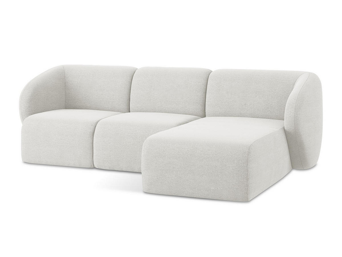 ECKSOFA Rechts Bouclé Stoff Weiß - Schwarz/Weiß, Holzwerkstoff/Kunststoff (248/166cm) - Makamii