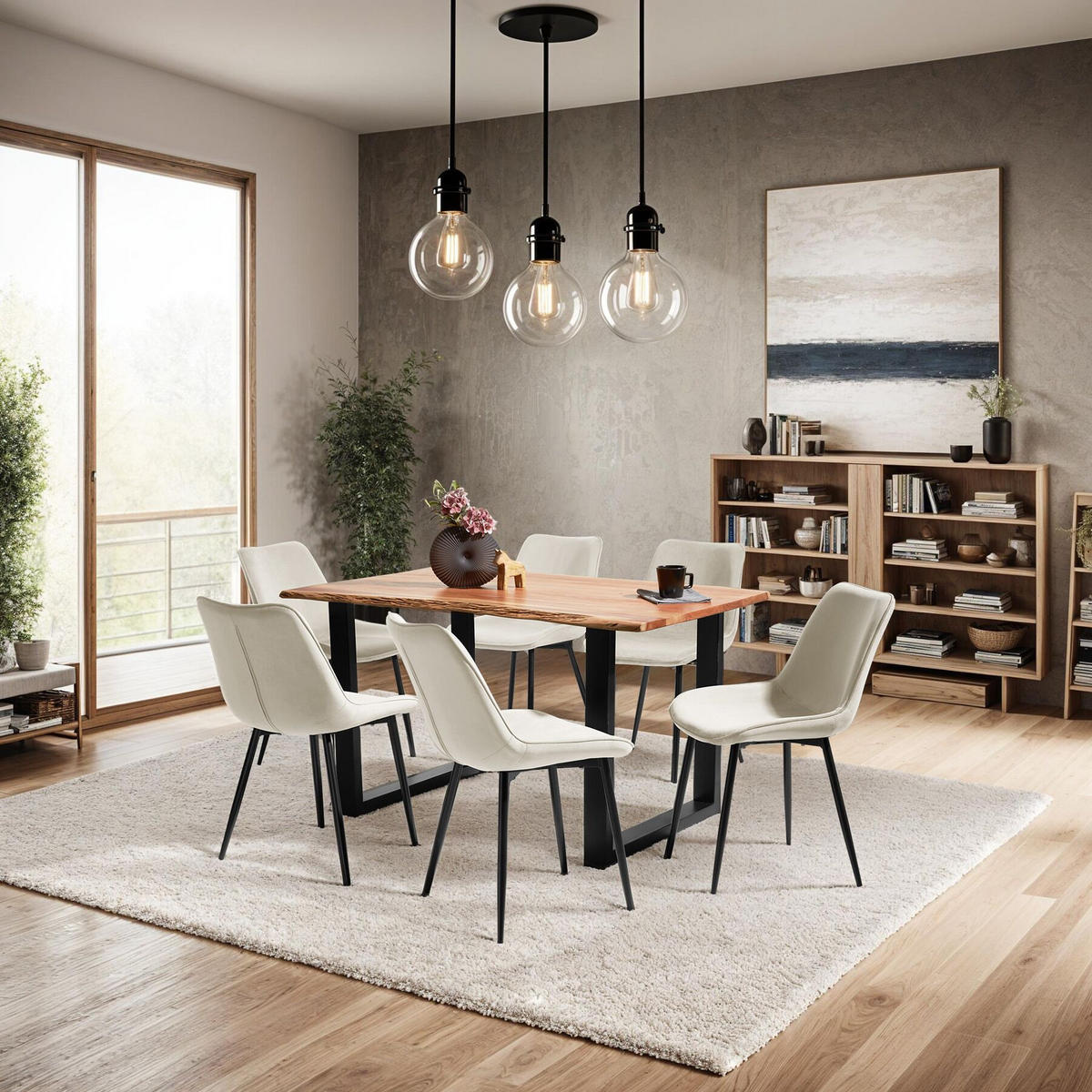 STUHL 8er Set Monroe 48 x 59 x 82 5 cm creme - Creme, Textil (48/82.5/59cm) - tectake