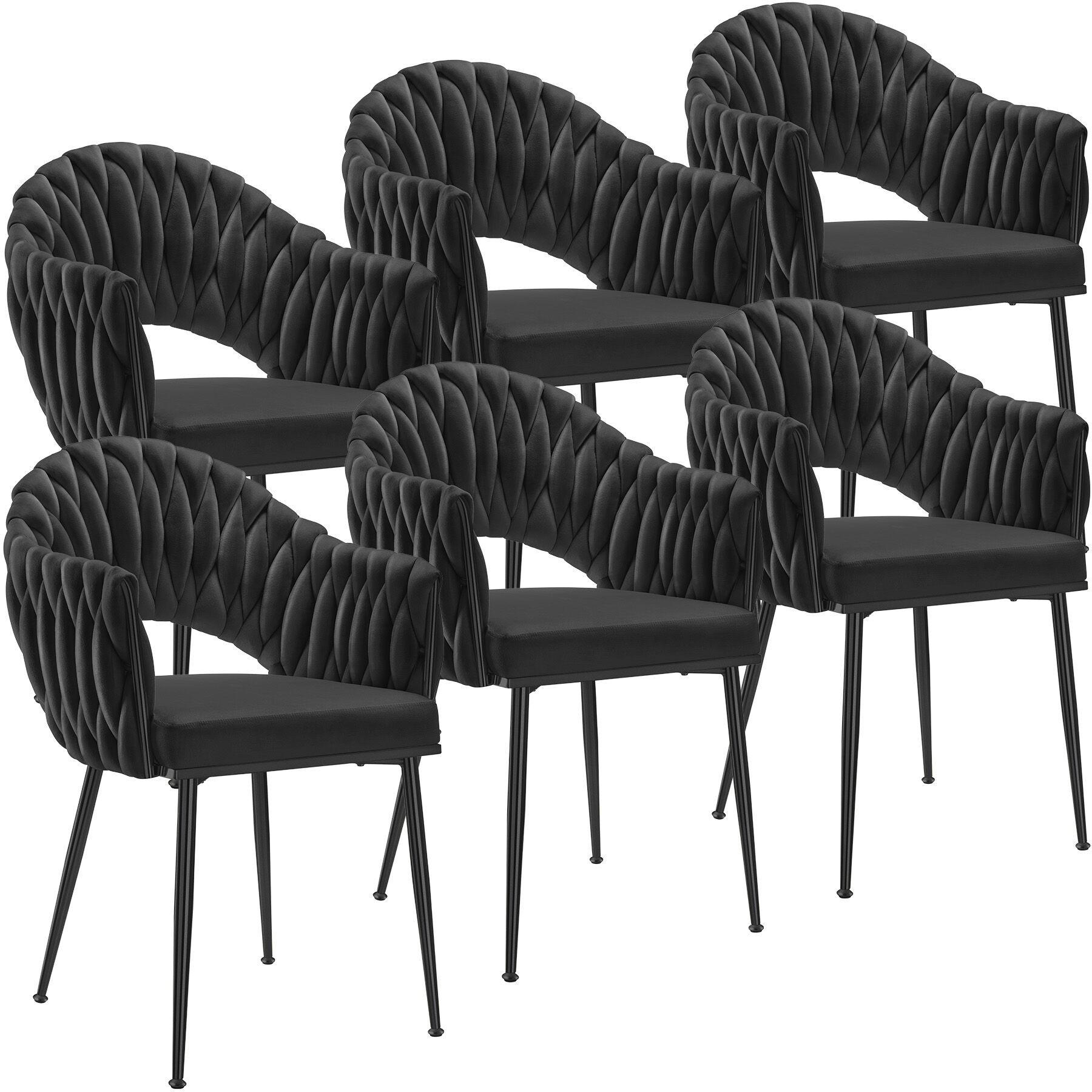 tectake Esszimmerstuhl Schwarz, Schwarz 55x84x57 cm