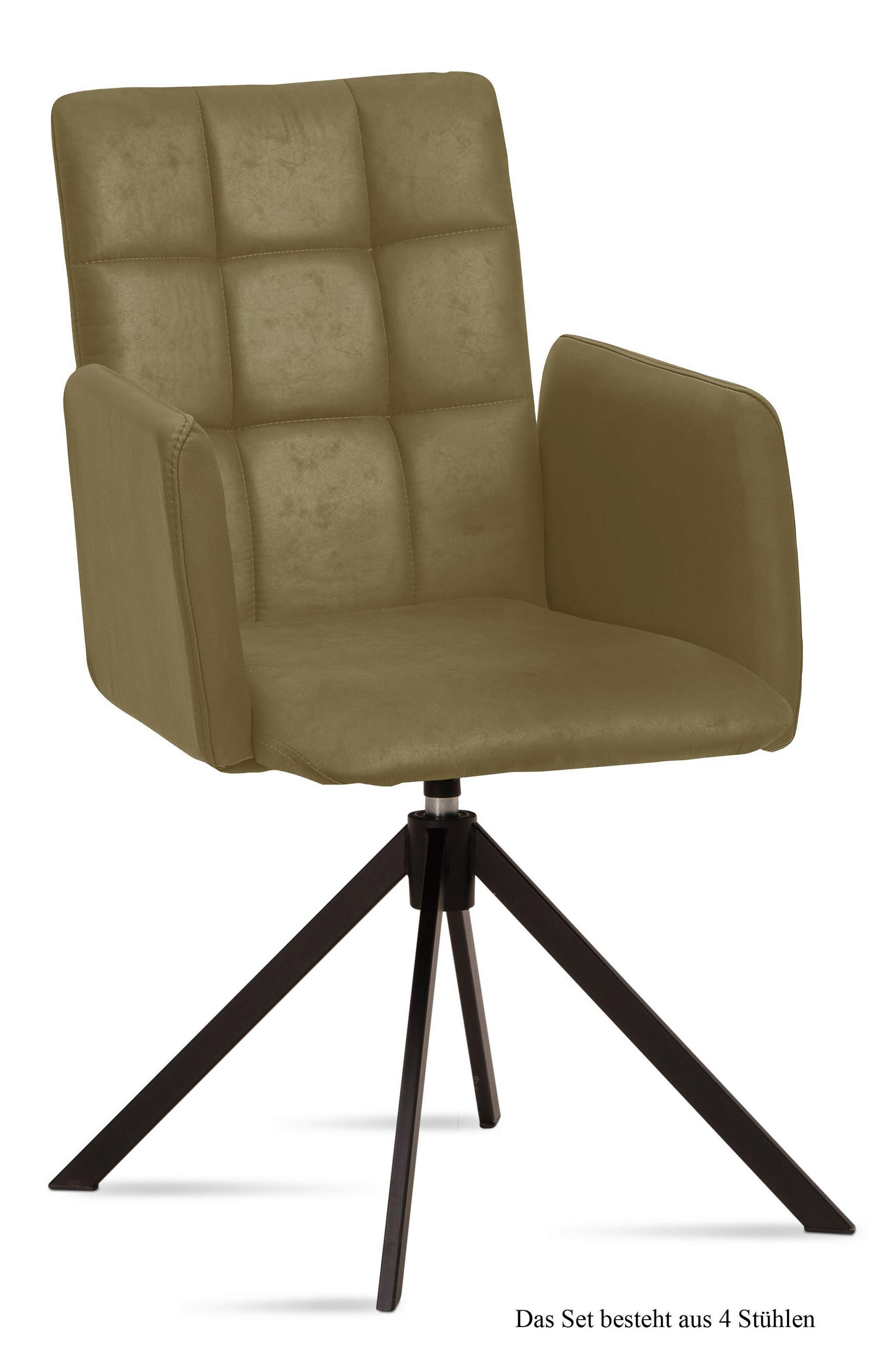 ARMLEHNSTUHL drehbar (4er-Set) Deeann 52x91x60 Schwarz/Olivgrün - Schwarz/Olivgrün, Kunststoff (60/91/52cm) - 58aufmkessel