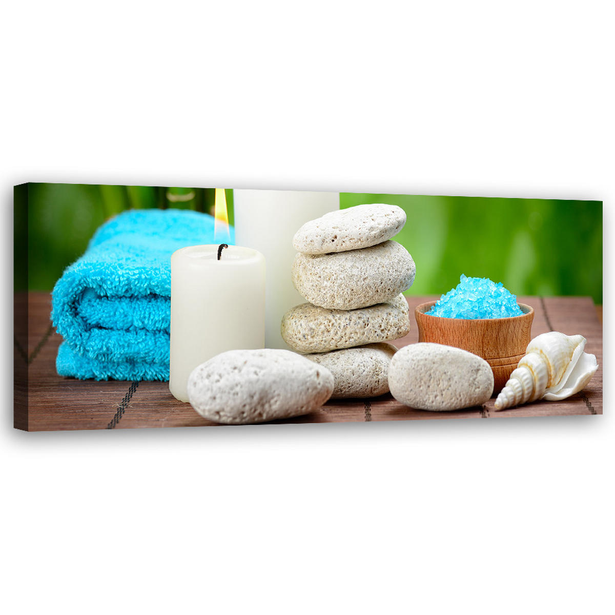 WANDBILD zen spa bambus - Blau, Textil (90/30cm) - Feeby