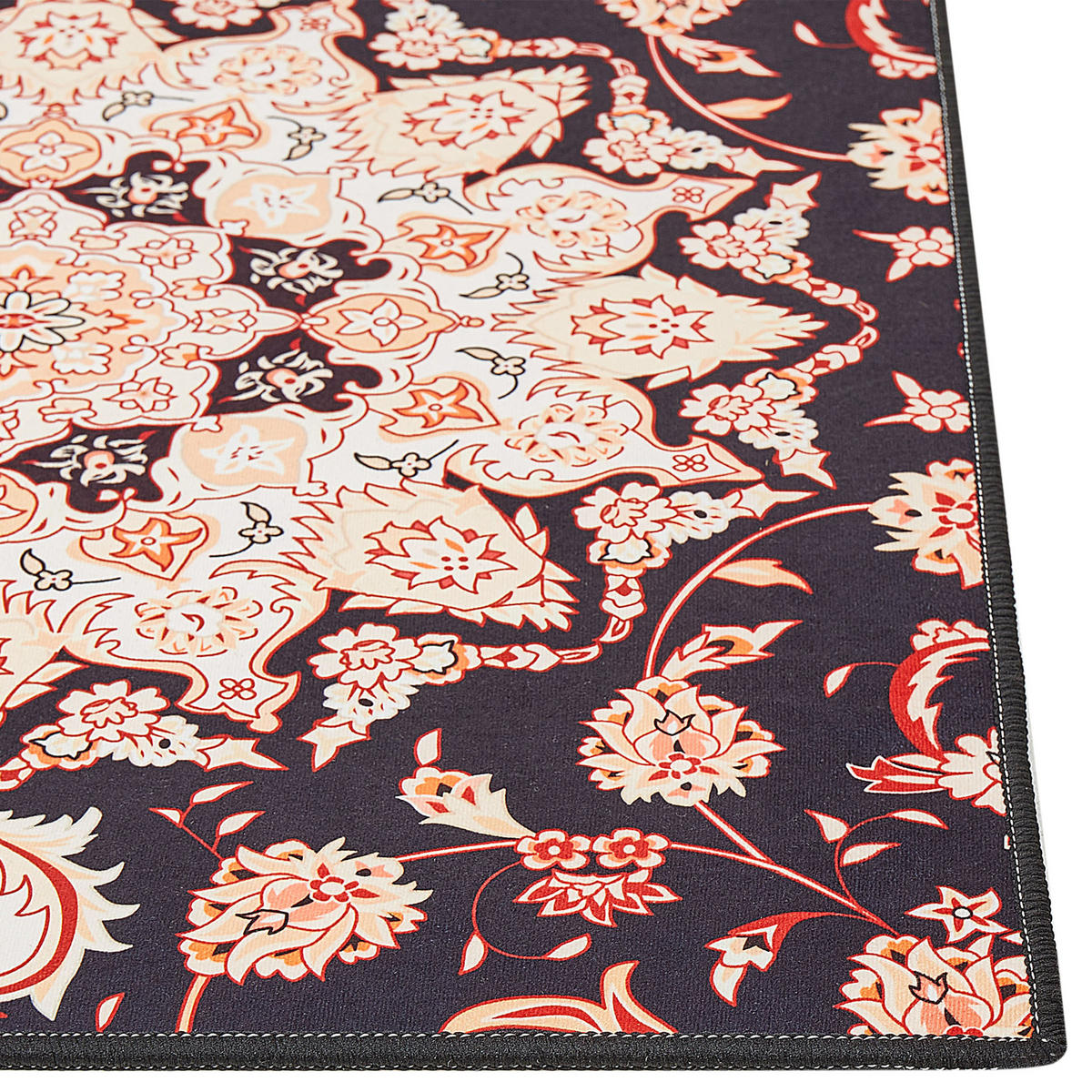 KURZFLOR-TEPPICH Schwarz 80/240 cm Aritas - Beige/Rot, Textil (80/240cm) - Beliani