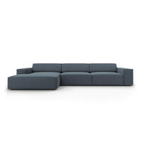 ECKSOFA links Jodie aus strukturiertem Stoff blau 4 Sitzplätze - Blau, Textil (166/284cm) - Micadoni