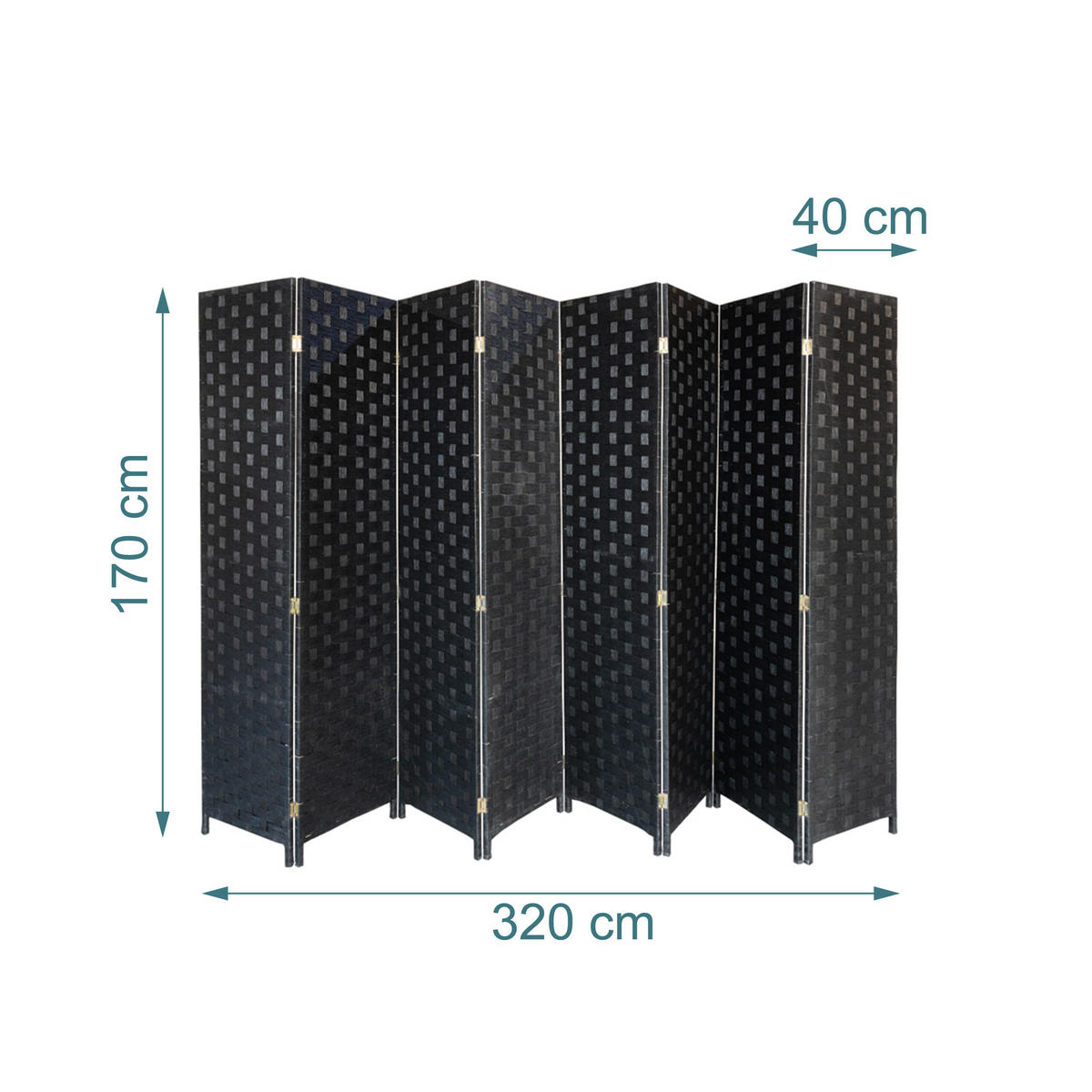 PARAVENT - Schwarz, Holz/Papier (320/170/2cm) - Relaxdays