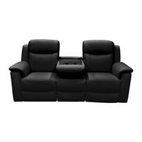 RELAXSOFA - 3 Personen - Leder - Schwarz - - Schwarz, Leder (205/100/96cm) - Vente-Unique