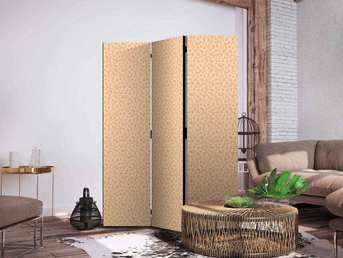 PARAVENT Akustik 3-tlg 135x172 cm Punkte Muster - Orange, Holz/Textil (135/172/3cm) - Muralo