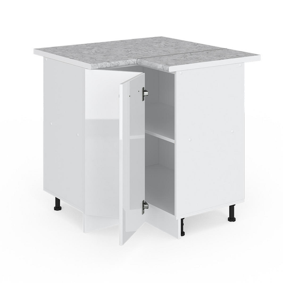 ECKSCHRANK FÜR HAUSRAT R-Line Weiß Hochglanz 75.6 cm mit Tür, mit Arbeitsplatte - Weiß Hochglanz/Weiß, Holzwerkstoff (75.6/81.6/60cm) - Vicco