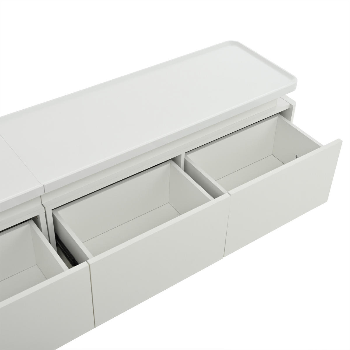 TV-LOWBOARD 180x34x40 cm Weiß LED 4 Schubladen Hochglanz - Weiß, Holzwerkstoff (34/40/180cm) - FLIEKS